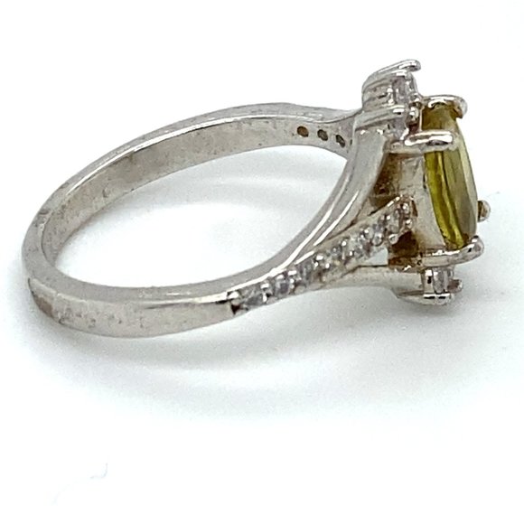 Yellow Sapphire 1.51ct Platinum Finish Silver Ring - Picture 4 of 7